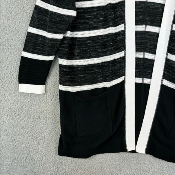 T by Talbots Cardigan XL Petite Minimal Casual Striped Colorblock Mixed Stitch - Picture 4 of 10